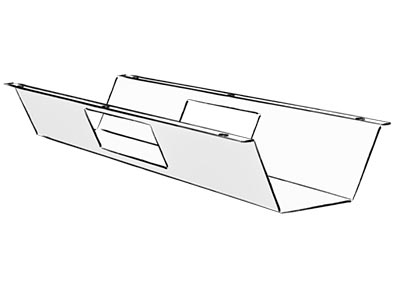 Goulotte double pour câble En tôle acier pliée ép 1,5mm. Longueur selon le plateau. Tous coloris du nuancier