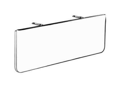 Voile de fond S’adapte à la longueur de la table. Ht totale 345 mm, et ép 19 mm En panneau mélaminé, chant ép 2 mm. Se fixe à la table par 2 équerres acier. Tous coloris du nuancier